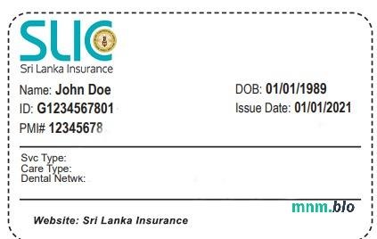 Sri Lanka karta ubezpieczenia zdrowotnego edytowalny szablon
